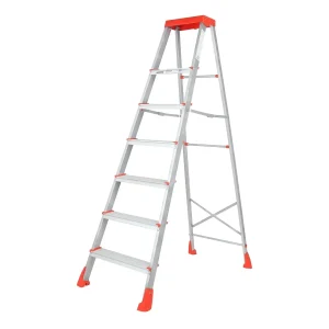 PARASNATH EasyDay 6 Step Lightweight Aluminium Foldable Ladder – Orange Silver