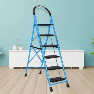 Parasnath GoUp 6 Step Foldable Steel Ladder with Anti-Skid Steps – Blue
