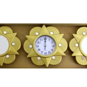 Clock with mirror 3 Piece Set 25cm
