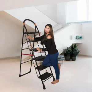PARASNATH Heavy-Duty Folding Ladder | 6-Step Black Diamond